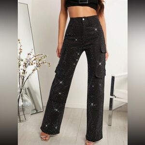 Embellished black jeans